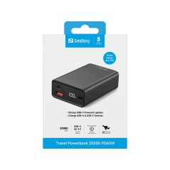 "Sandberg Travel Powerbank 20000 PD65W – High-Capacity Portable Charger – Model 420-95"